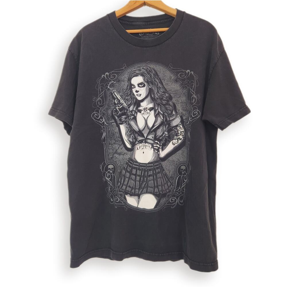 2000s Vintage Outlaw T-Shirt Large Skull Biker
